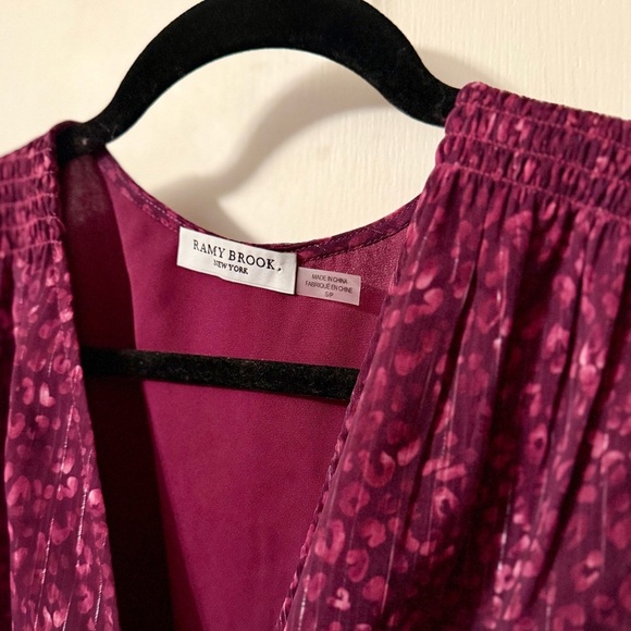 Ramy Brook Flutter Sleeve Kitty Blouse in Raspberry- Size Small - Picture 9 of 11